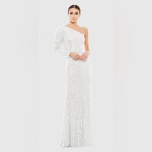 *SPRING SALE* NWT IEENA For MAC DUGGAL SZ 6 White Long Single Puff Sleeve #26591